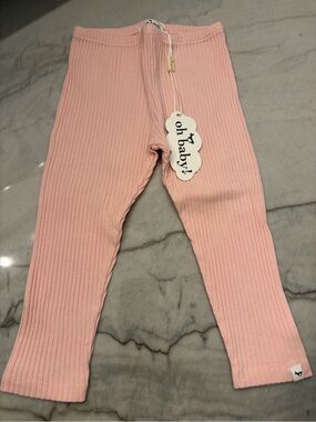 oh baby! Pink Ribbed Kids Leggings